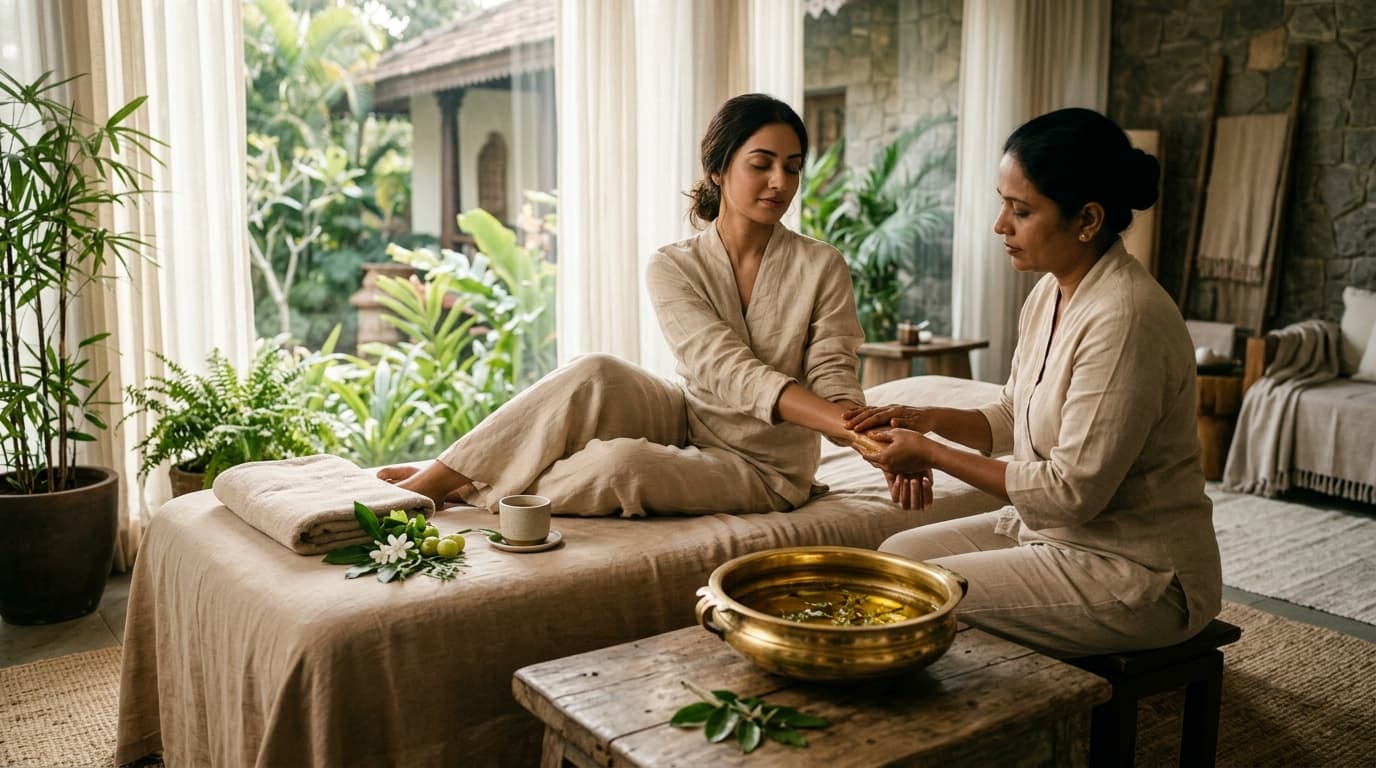 Modern Ayurvedic luxury wellness ritual